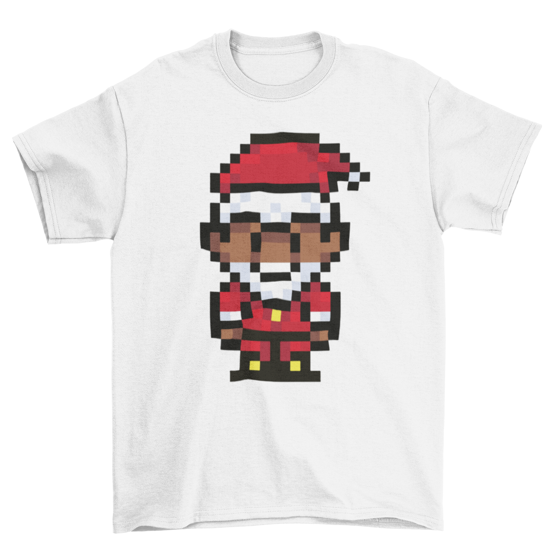 Black Santa Claus Pixel Art T-shirt - Pixel Comet Shop