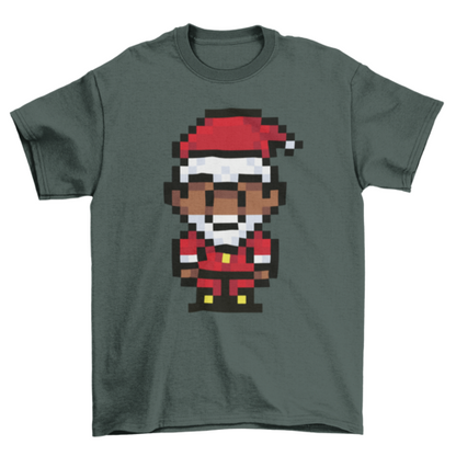 Black Santa Claus Pixel Art T-shirt - Pixel Comet Shop