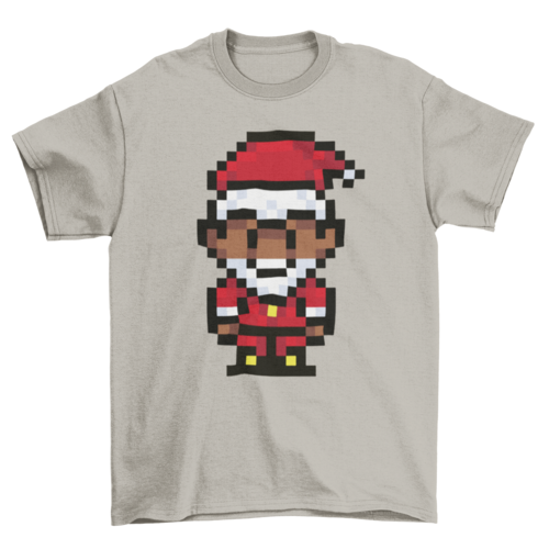 Black Santa Claus Pixel Art T-shirt - Pixel Comet Shop