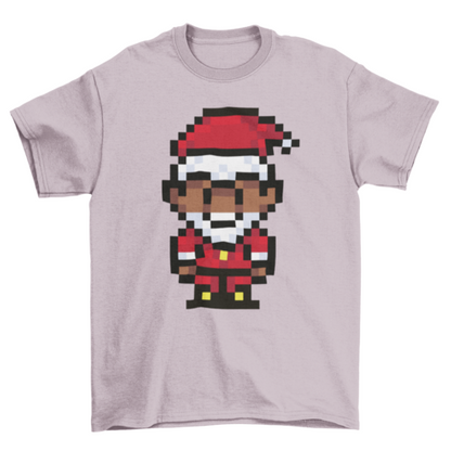 Black Santa Claus Pixel Art T-shirt - Pixel Comet Shop